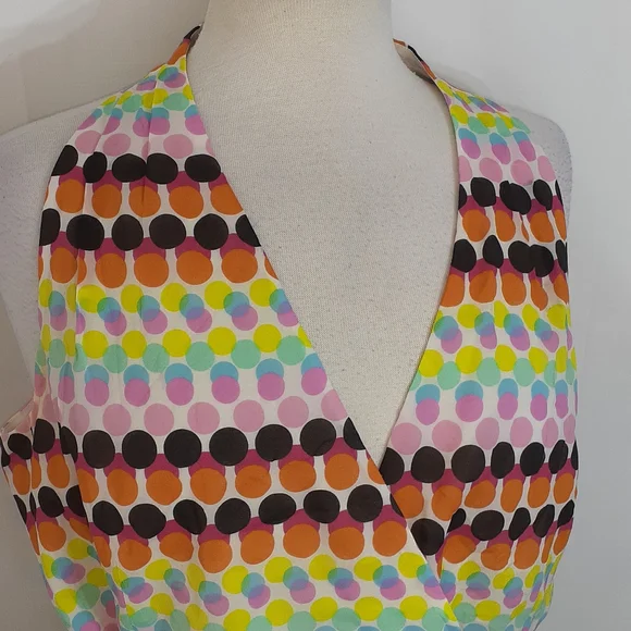 Lafayette rainbow polka dot silk wrap blouse size 14 - Picture 2 of 10